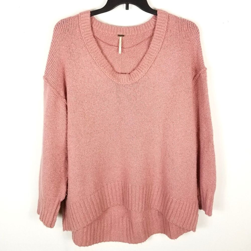 Free People Women Brookside Cotton-blend Jumper Sweater Size S Pink Pullover